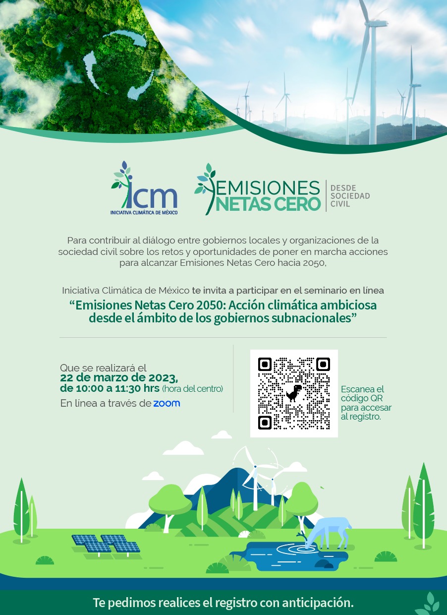 Seminario | Emisiones Netas Cero 2050: Acción climática ambiciosa desde el ámbito de los gobiernos subnacionales.